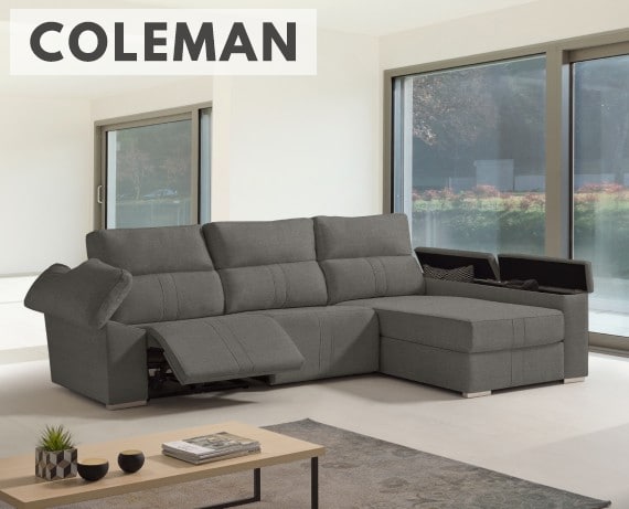 Sofá chaise longue relax de tela Coleman de HOME - principal