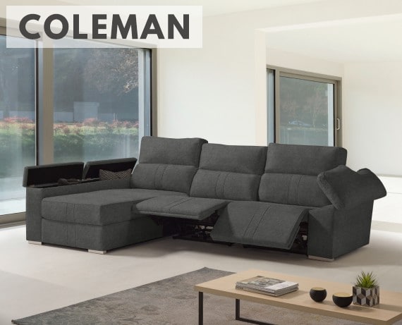 Sofá chaise longue relax de tela Coleman de HOME - principal