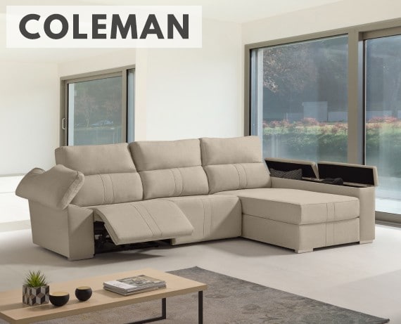 Sofá chaise longue relax de tela Coleman de HOME - principal