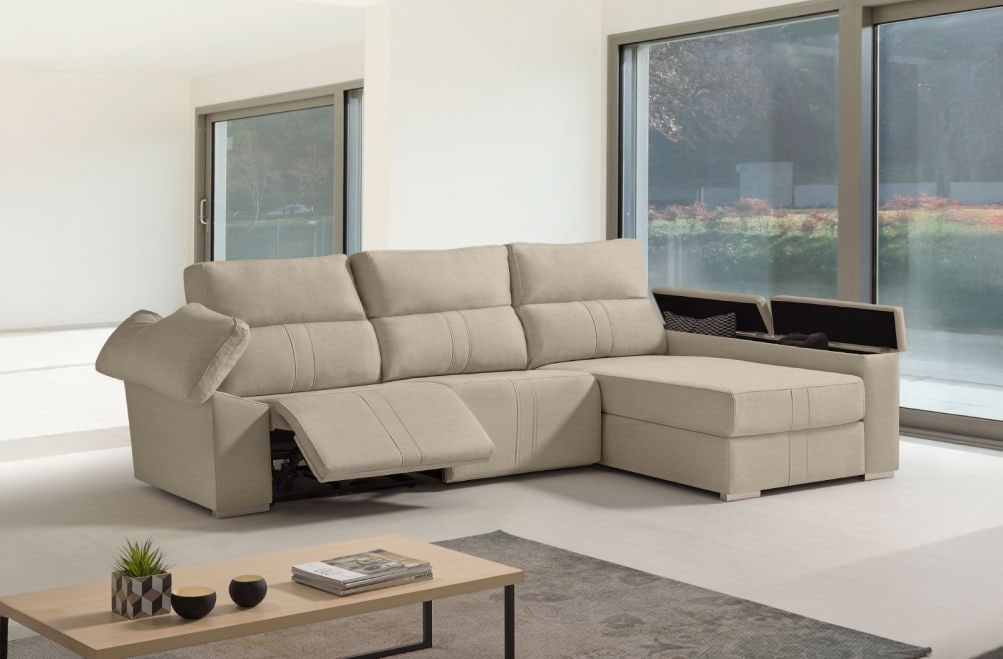 Sofá chaise longue relax de tela Coleman de HOME - principal