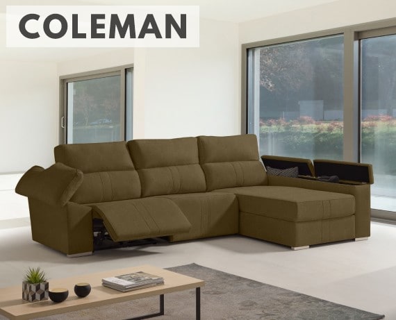 Sofá chaise longue relax de tela Coleman de HOME - principal