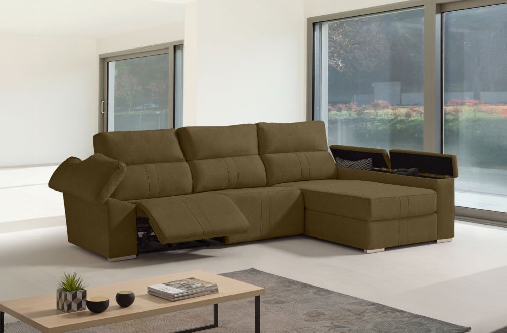 Sofá chaise longue relax de tela Coleman de HOME - principal