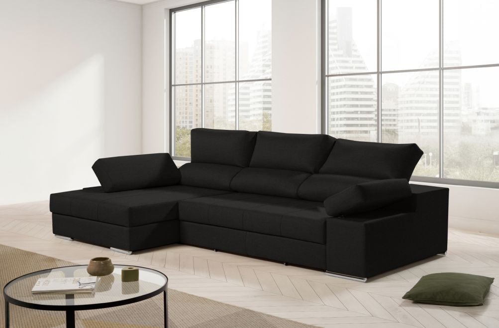 Sofá chaise longue de tela Amira de HOME - principal