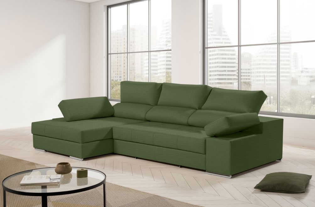 Sofá chaise longue de tela Amira de HOME - principal