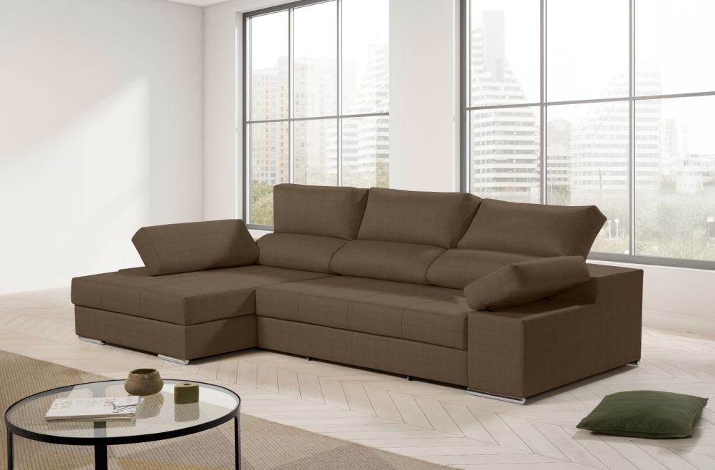 Sofá chaise longue de tela Amira de HOME - principal