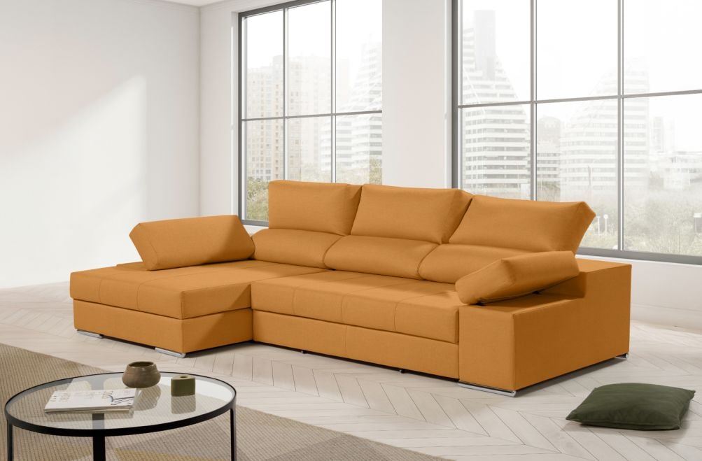 Sofá chaise longue de tela Amira de HOME - principal