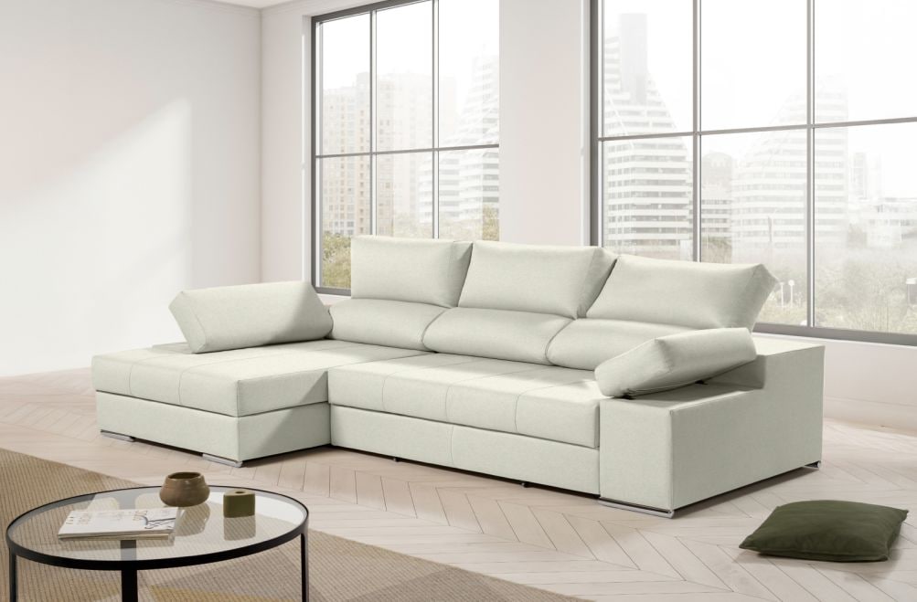 Sofá chaise longue de tela Amira de HOME - principal