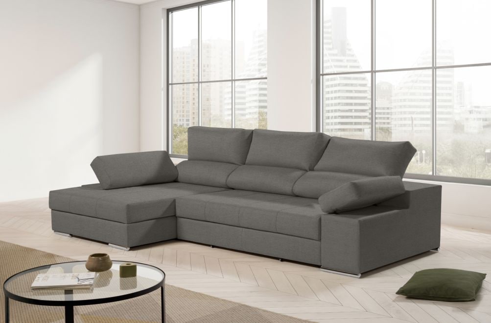 Sofá chaise longue de tela Amira de HOME - principal