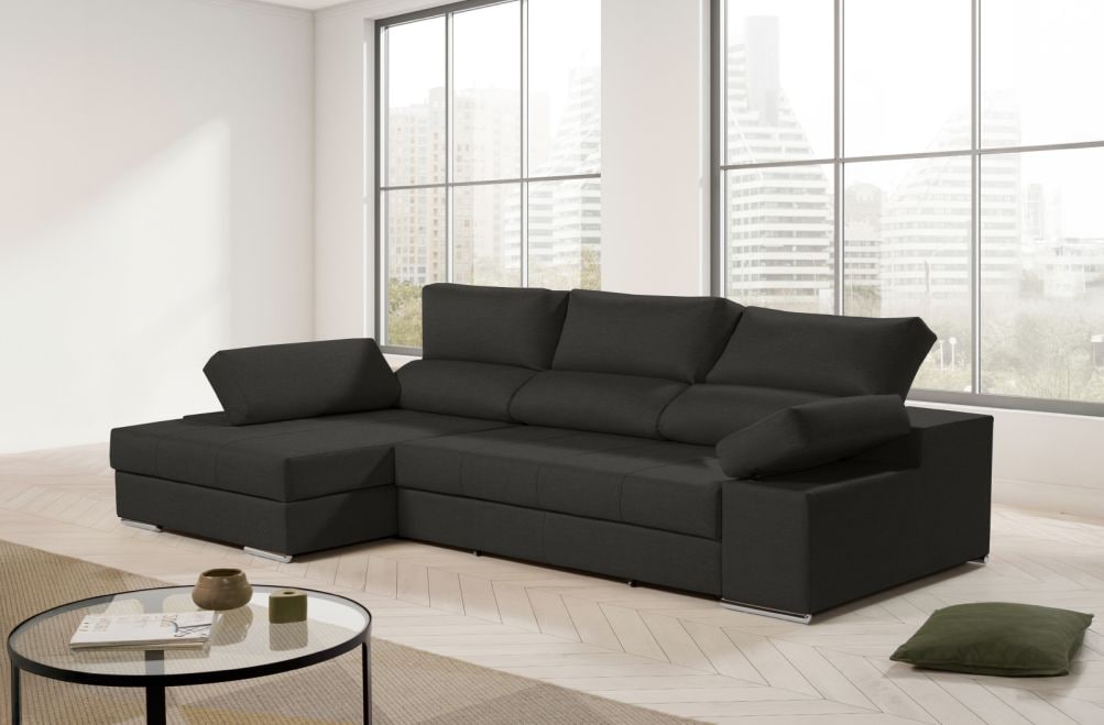 Sofá chaise longue de tela Amira de HOME - principal