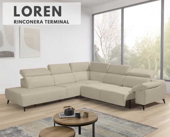 Sofá rinconera terminal de tela Loren de StyleKomfort - principal