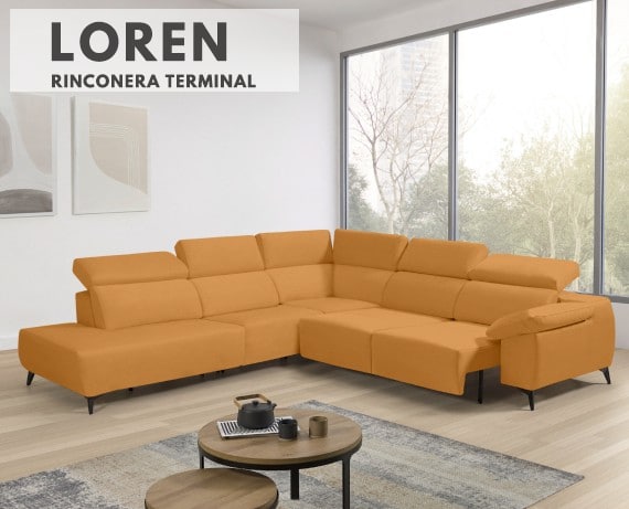 Sofá rinconera terminal de tela Loren de StyleKomfort - principal