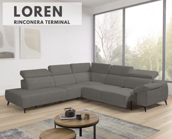Sofá rinconera terminal de tela Loren de StyleKomfort - principal