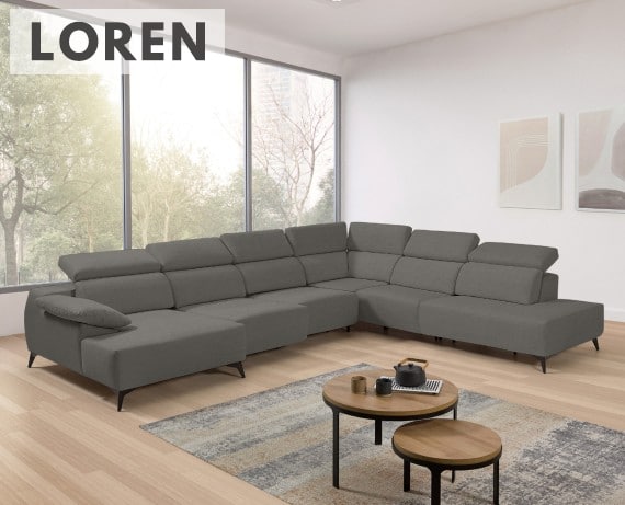 Sofá chaise longue terminal de tela Loren de StyleKomfort - principal