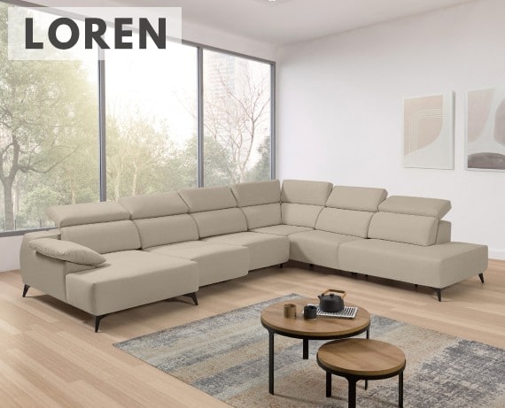 Sofá chaise longue terminal de tela Loren de StyleKomfort - principal