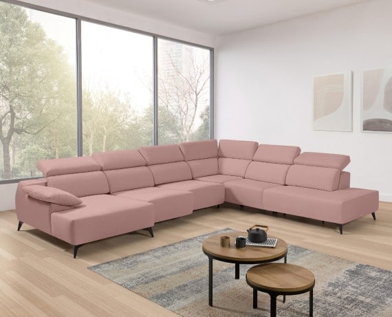 Sofá chaise longue terminal de tela Loren de StyleKomfort - principal