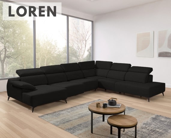 Sofá chaise longue terminal de tela Loren de StyleKomfort - principal