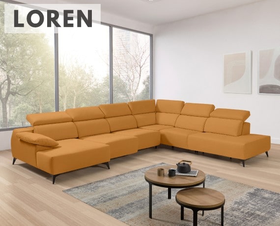 Sofá chaise longue terminal de tela Loren de StyleKomfort - principal