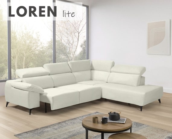 Sofá rinconera terminal de tela Loren Lite de StyleKomfort - principal