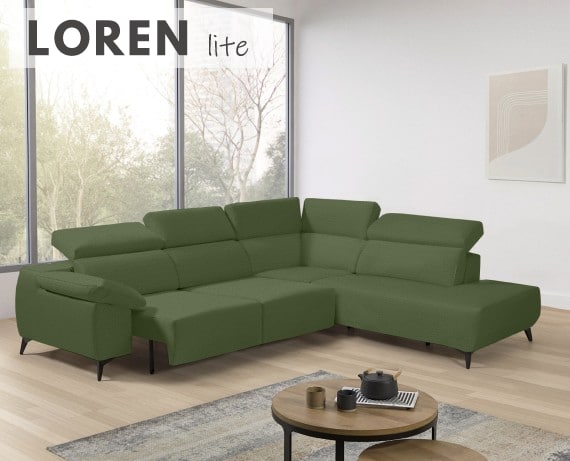 Sofá rinconera terminal de tela Loren Lite de StyleKomfort - principal