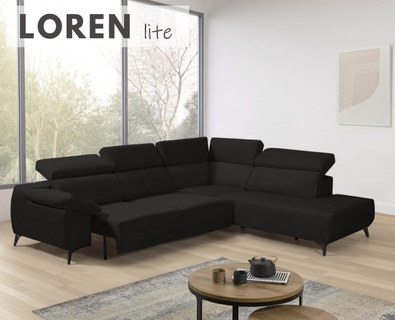 Sofá rinconera terminal de tela Loren Lite de StyleKomfort - principal