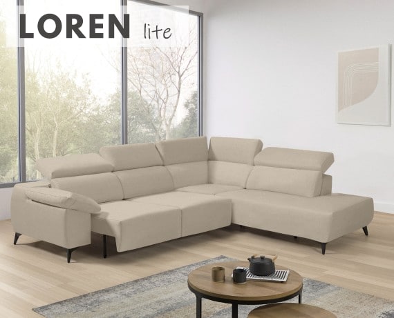 Sofá rinconera terminal de tela Loren Lite de StyleKomfort - principal