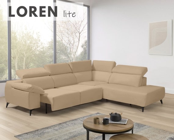 Sofá rinconera terminal de tela Loren Lite de StyleKomfort - principal