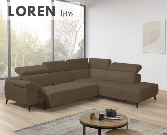 Sofá rinconera terminal de tela Loren Lite de StyleKomfort - principal