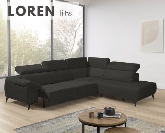 Sofá rinconera terminal de tela Loren Lite de StyleKomfort - principal