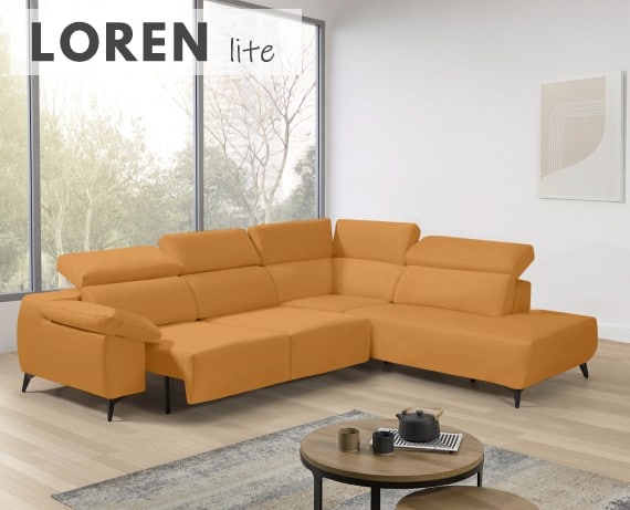 Sofá rinconera terminal de tela Loren Lite de StyleKomfort - principal