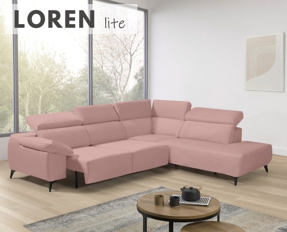 Sofá rinconera terminal de tela Loren Lite de StyleKomfort - principal