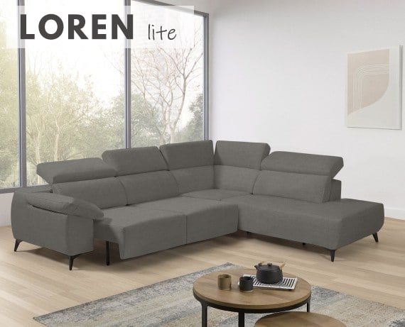 Sofá rinconera terminal de tela Loren Lite de StyleKomfort - principal