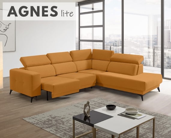 Sofá rinconera terminal de tela Agnes Lite de StyleKomfort - principal