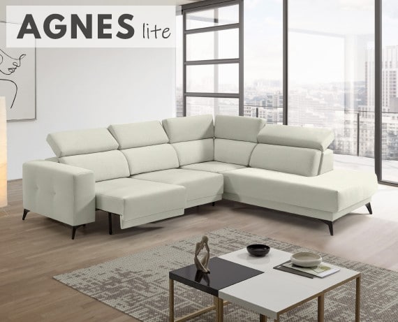Sofá rinconera terminal de tela Agnes Lite de StyleKomfort - principal