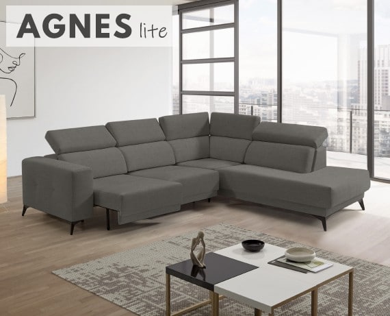 Sofá rinconera terminal de tela Agnes Lite de StyleKomfort - principal