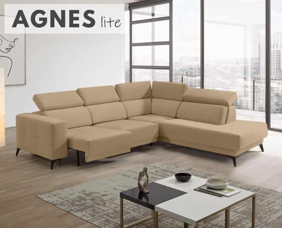 Sofá rinconera terminal de tela Agnes Lite de StyleKomfort - principal