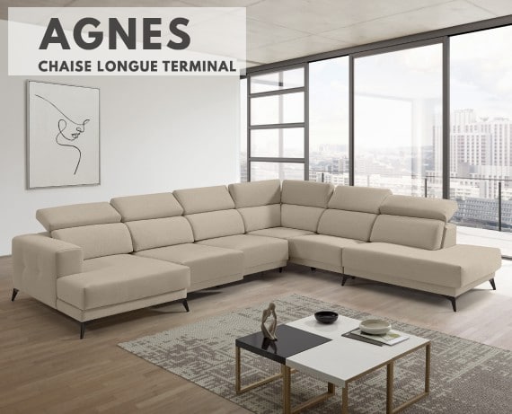 Sofá chaise longue terminal de tela Agnes de StyleKomfort - principal