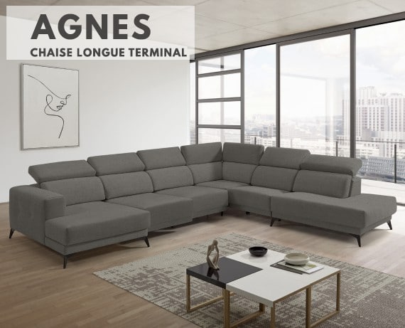 Sofá chaise longue terminal de tela Agnes de StyleKomfort - principal