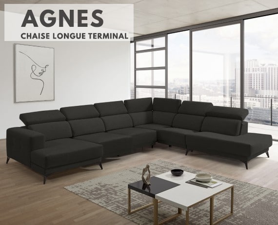 Sofá chaise longue terminal de tela Agnes de StyleKomfort - principal