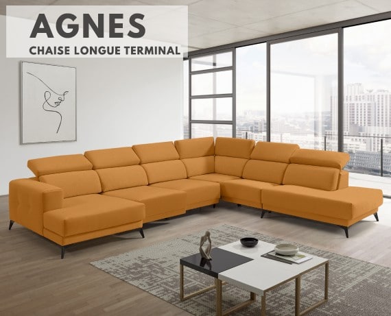Sofá chaise longue terminal de tela Agnes de StyleKomfort - principal