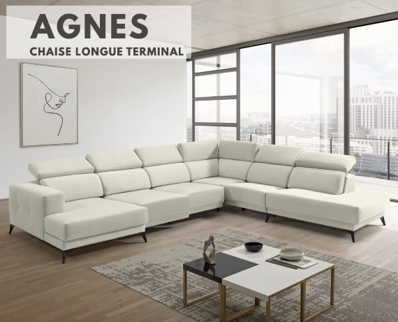 Sofá chaise longue terminal de tela Agnes de StyleKomfort - principal