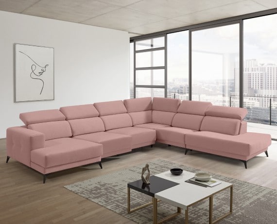 Sofá chaise longue terminal de tela Agnes de StyleKomfort - principal
