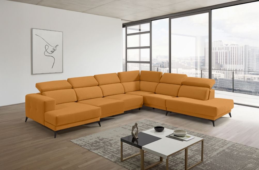 Sofá chaise longue terminal de tela Agnes de StyleKomfort - principal