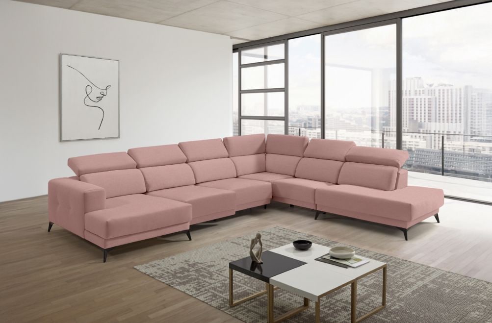 Sofá chaise longue terminal de tela Agnes de StyleKomfort - principal