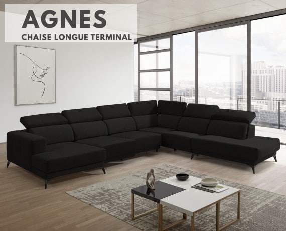 Sofá chaise longue terminal de tela Agnes de StyleKomfort - principal