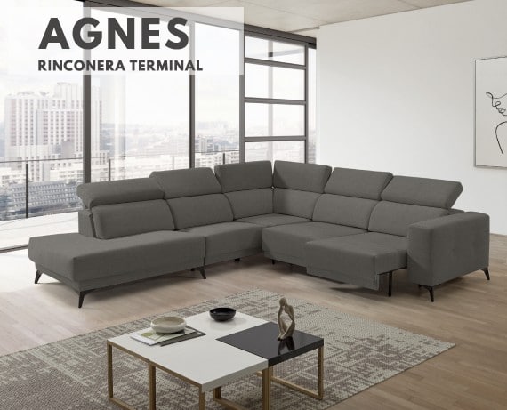 Sofá rinconera terminal de tela Agnes de StyleKomfort - principal