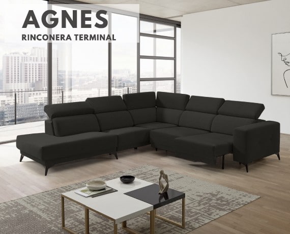 Sofá rinconera terminal de tela Agnes de StyleKomfort - principal