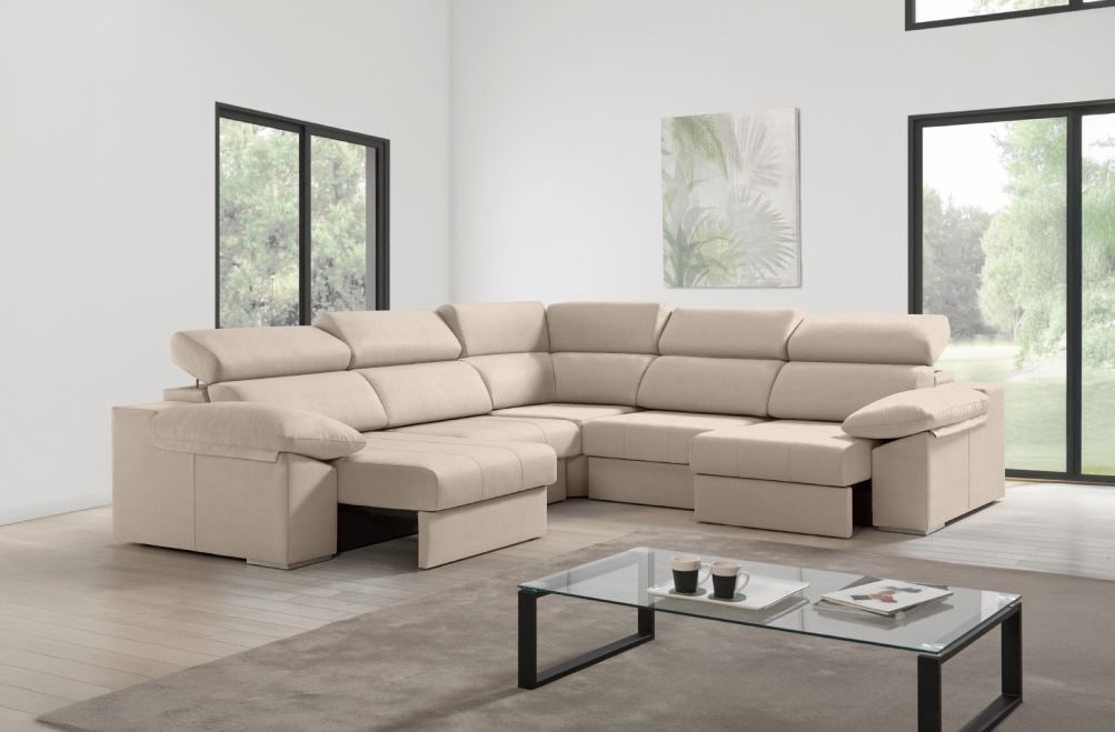 Sofá rinconera de tela Esmeralda XL de HOME - principal