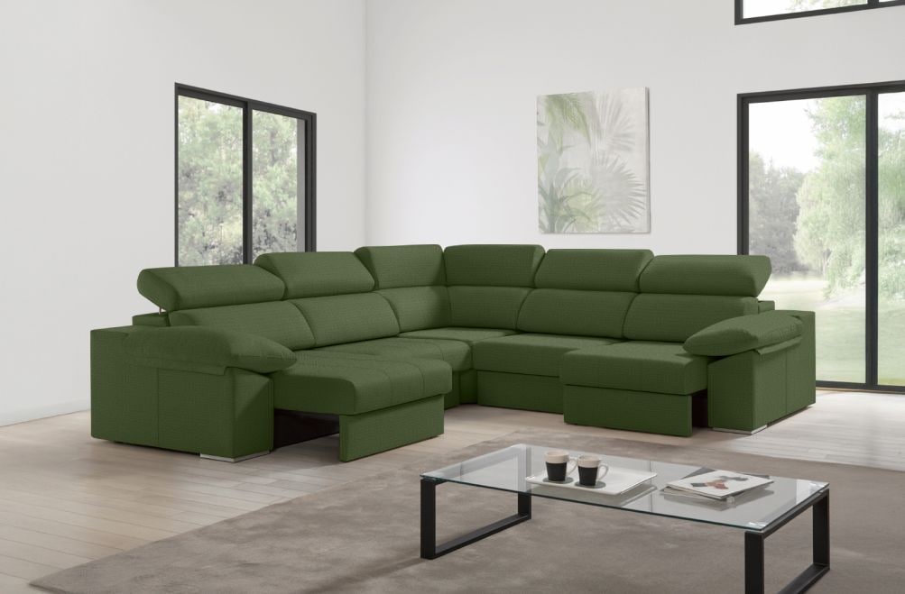 Sofá rinconera de tela Esmeralda XL de HOME - principal