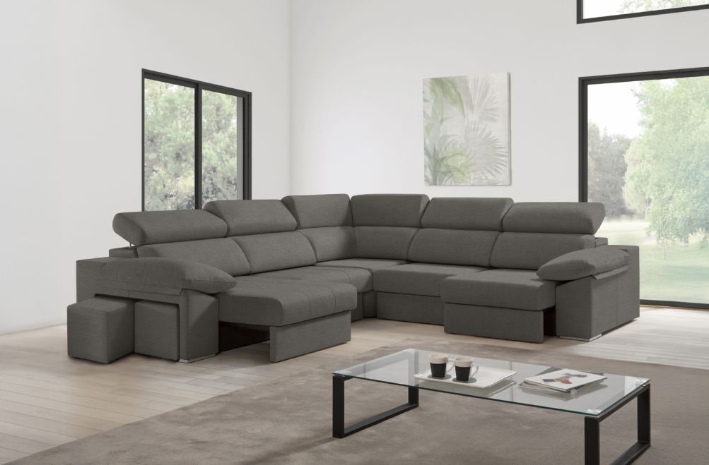 Sofá rinconera de tela Zafiro XL de HOME - principal