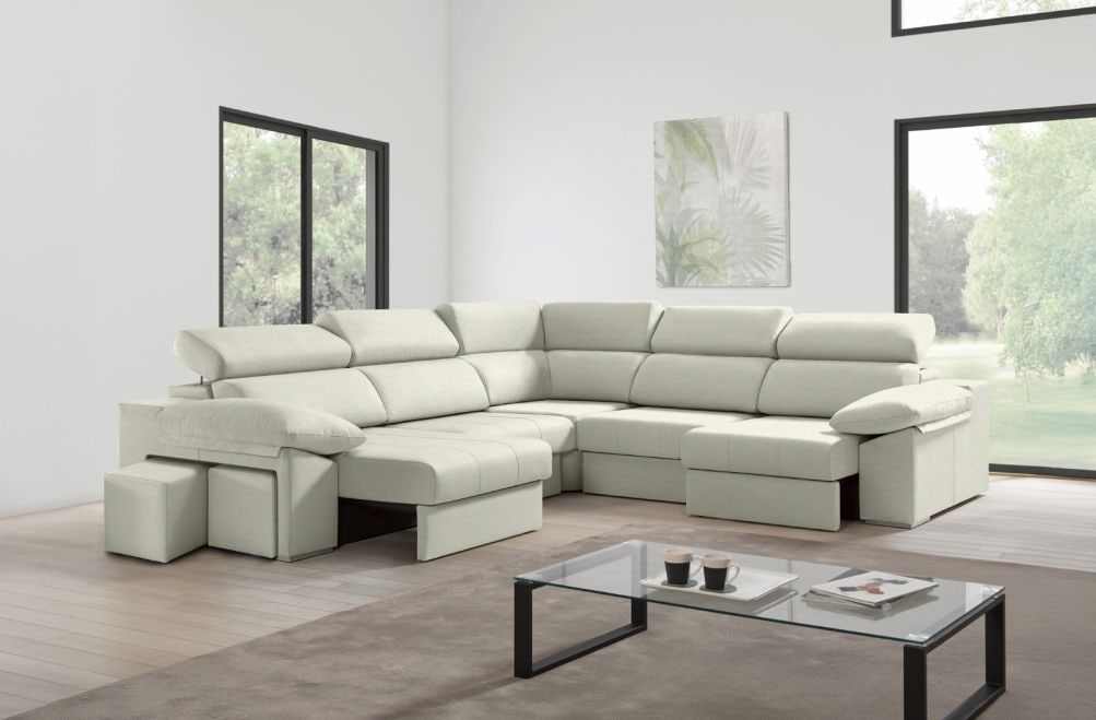 Sofá rinconera de tela Zafiro XL de HOME - principal